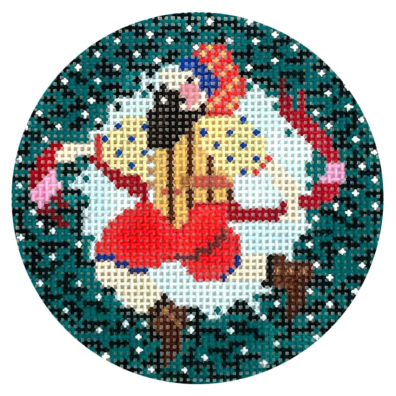12 Days 3" Round on 18 10 Lords Leaping Painted Canvas Shelly Tribbey - 1