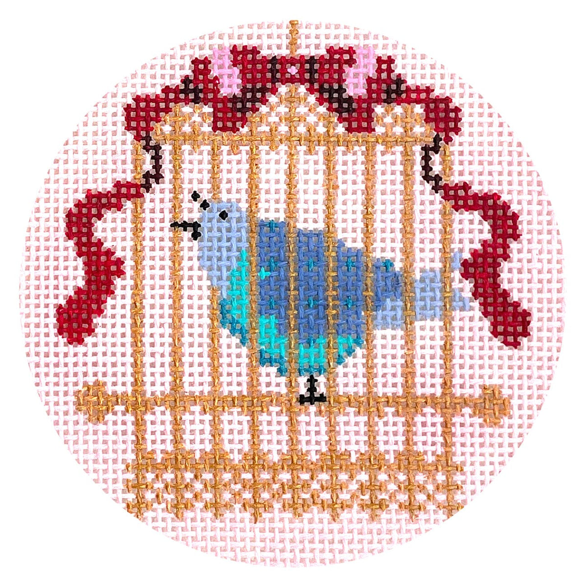 12 Days 3" Round on 18 4 Calling Birds Painted Canvas Shelly Tribbey - 1