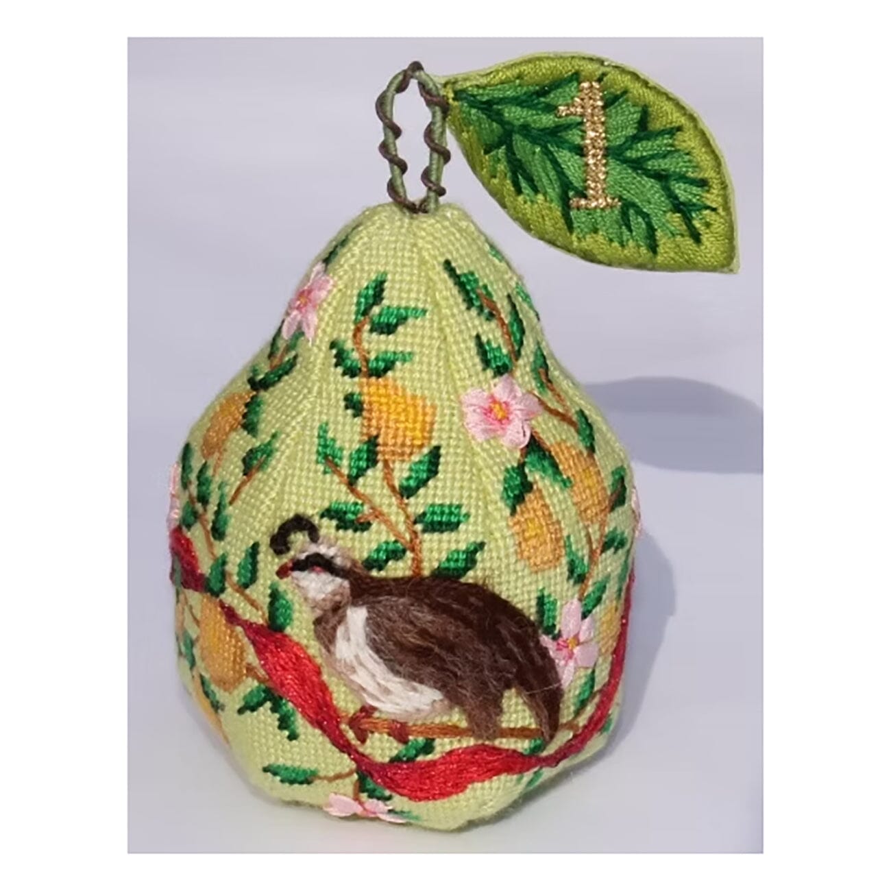 12 Days 3D Pear 1 Partridge in Pear Tree Painted Canvas Kate Dickerson Needlepoint Collections - 2