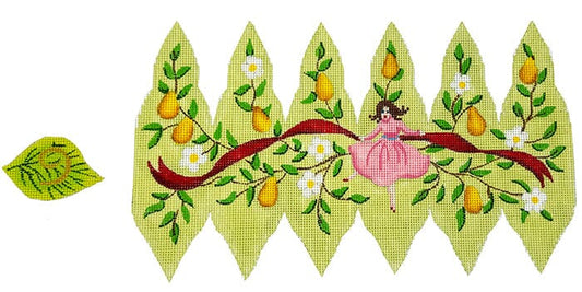 12 Days 3D Pear - 9 Ladies Dancing Painted Canvas Kate Dickerson Needlepoint Collections 