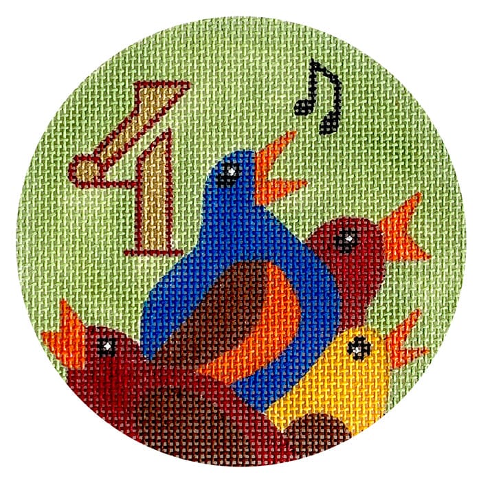 12 Days Ornament - 4 Calling Birds Painted Canvas Melissa Prince Designs