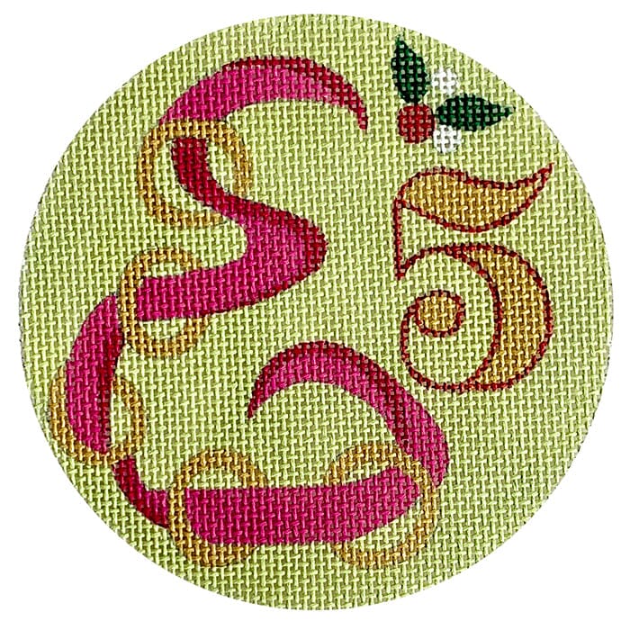 12 Days Ornament - 5 Golden Rings Painted Canvas Melissa Prince Designs