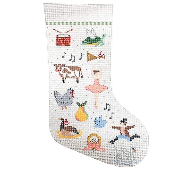 12 Days Stocking on White Painted Canvas Coco Frank Studio - 1