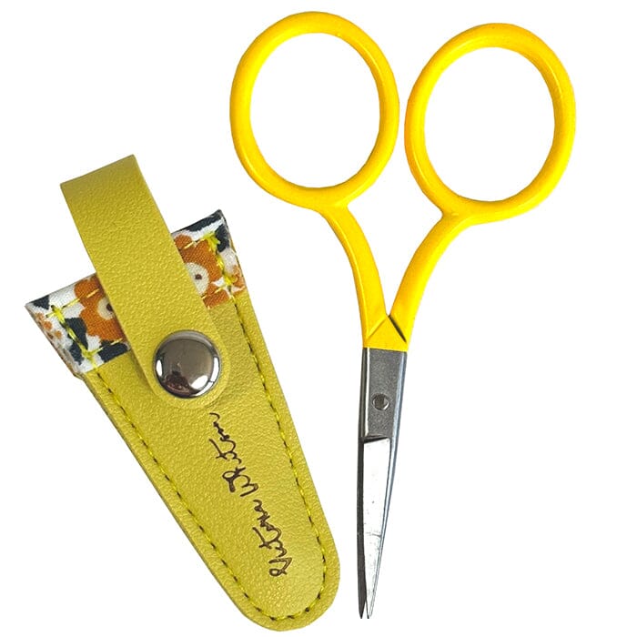 3.5" Yellow Scissors with Yellow Daisy Sheath Accessories Victoria Whitson Needlepoint