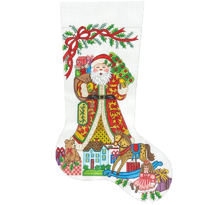 7346 Santa Gifts Stocking on 13 Painted Canvas Alexa Needlepoint Designs - 1