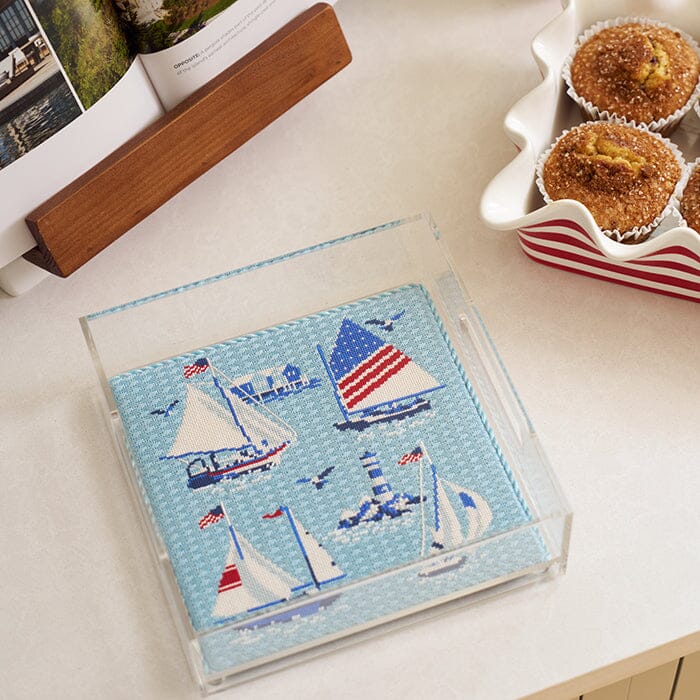 8" x 8" Regatta Insert with Stitch Guide Printed Canvas Kirk & Bradley