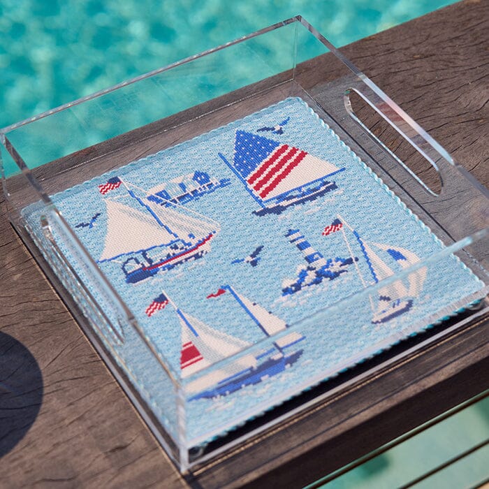 8" x 8" Regatta Insert with Stitch Guide Printed Canvas Kirk & Bradley