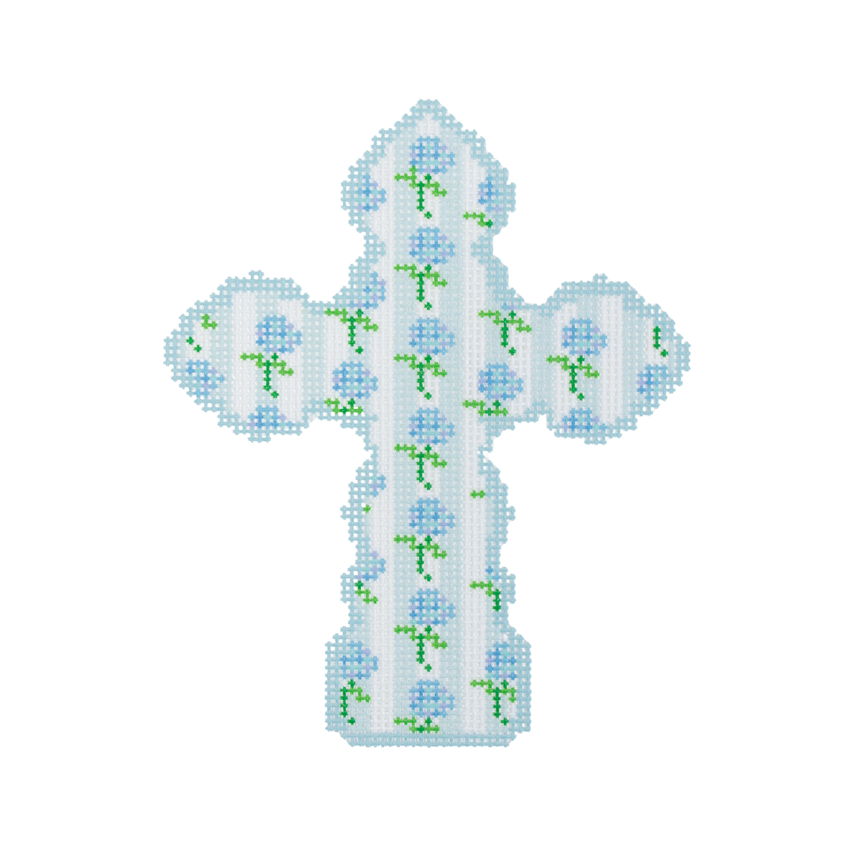 Blue Hydrangea Stripe Cross - 1