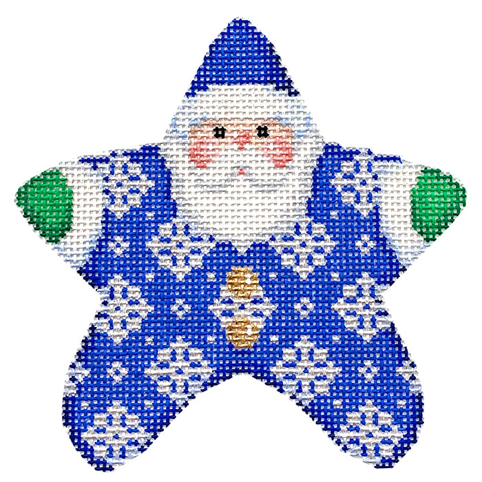 Snowflakes on Blue PJ Santa with Stitch Guide