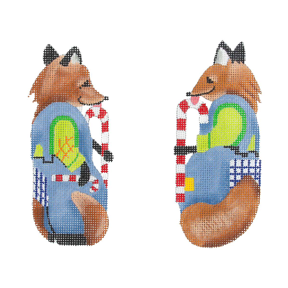 Fox with Candy Cane, 2 Sided - 1