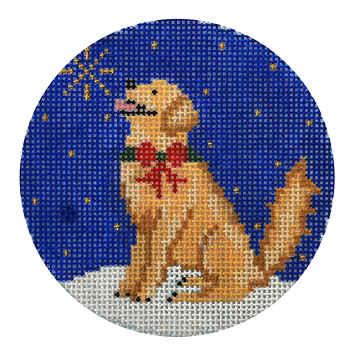Midnight Golden Retriever Round with Stitch Guide - 1