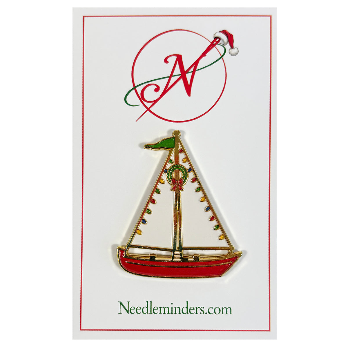 Christmas Sailboat Needle Minder - 1