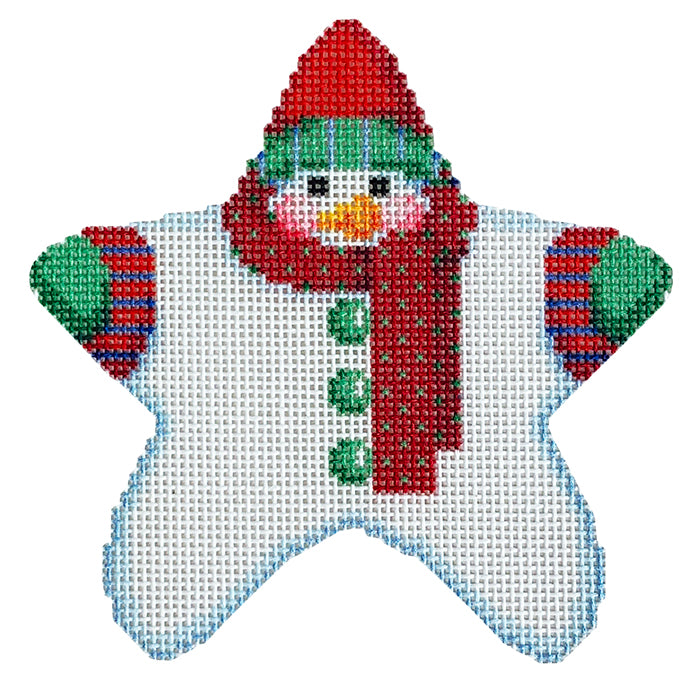 Star Shaped Snowman Red Dotted Scarf with Stitch Guide