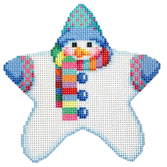 Star Shaped Snowman Multi Striped Scarf with Stitch Guide