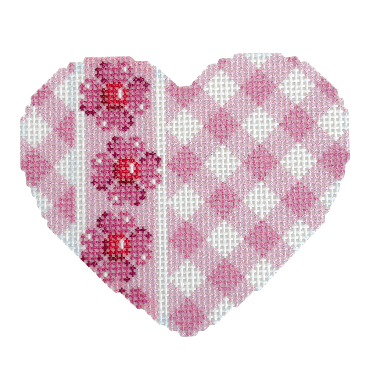 Light Pink Gingham/Flower Heart - 1