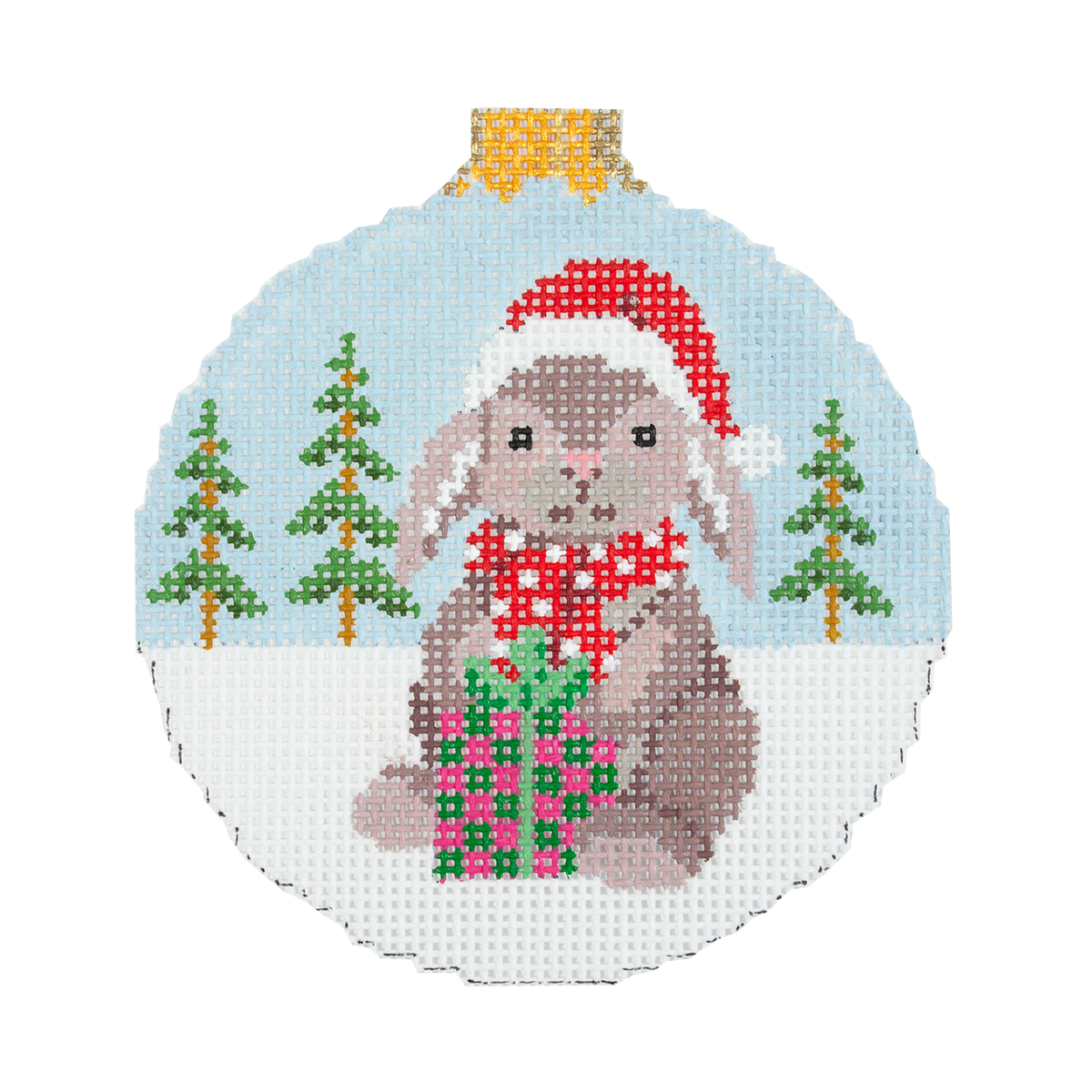 Rabbit with Present, 4.5" Round on 13 - 1