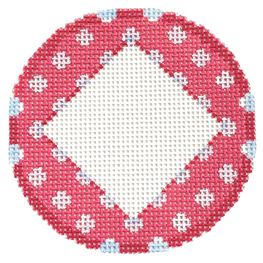 Pink Polka Dot Monogram Round