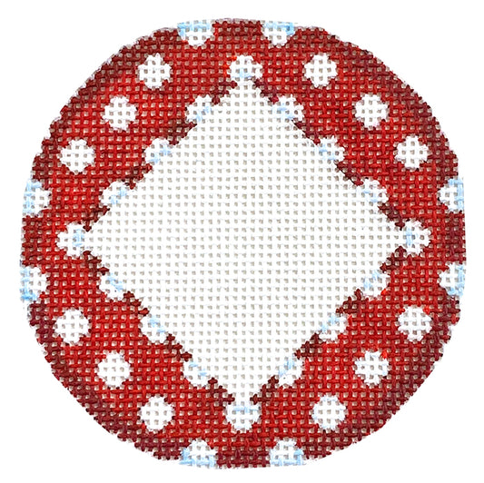 Red Polka Dot Monogram Round