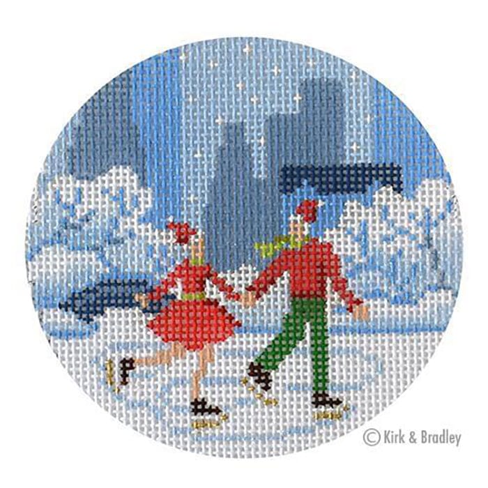 A New York Holiday Central Park Ice Skating Printed Canvas Kirk & Bradley - 1