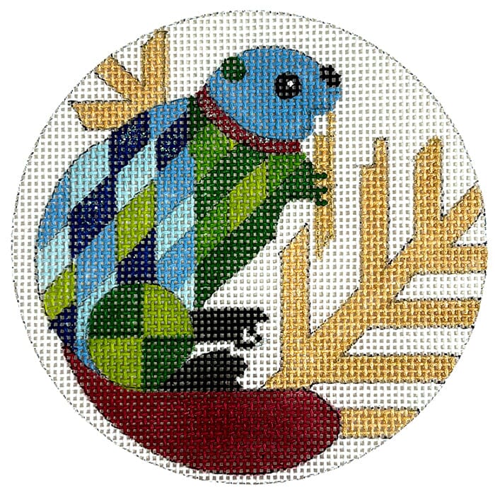 Abstract Beaver Ornament Painted Canvas Melissa Prince Designs - 1