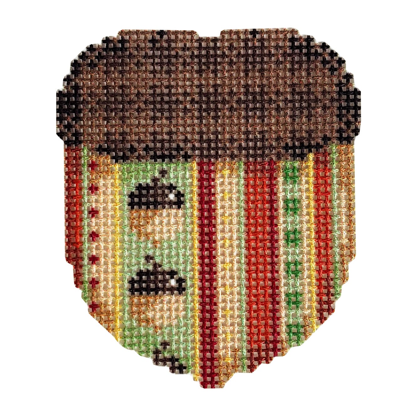 Acorn Stripe/Plaid Cap Mini Acorn Printed Canvas Two Sisters Needlepoint - 1