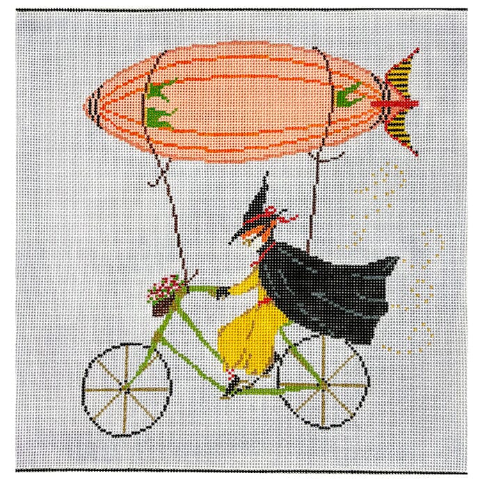 Agatha Hated Brooms Painted Canvas The Plum Stitchery - 1