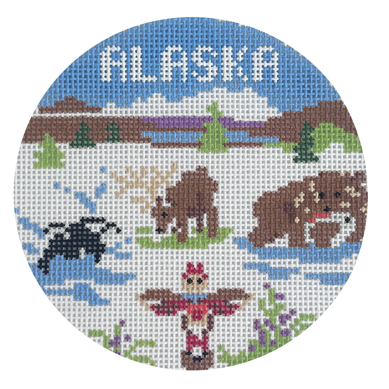 Alaska Travel Round Painted Canvas Atlantic Blue Canvas - 1