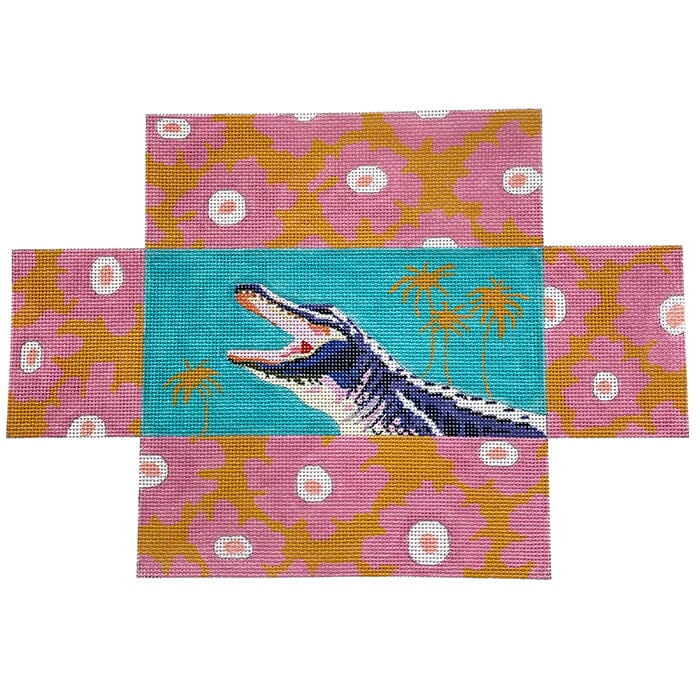 Alligator on Aqua Brick Cover Painted Canvas Colors of Praise - 1