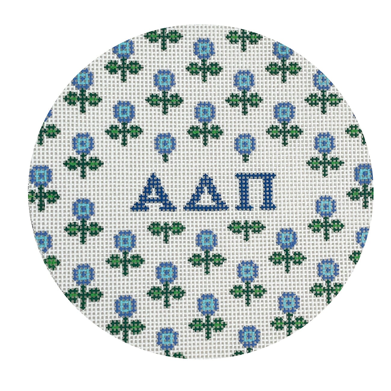 Allover Floral Round Alpha Delta Pi Painted Canvas Kangaroo Paw Designs - 1