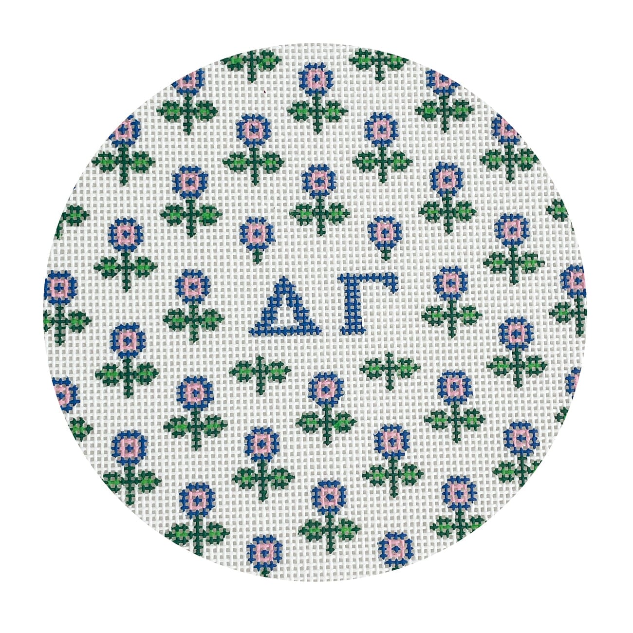 Allover Floral Round Delta Gamma Painted Canvas Kangaroo Paw Designs - 1