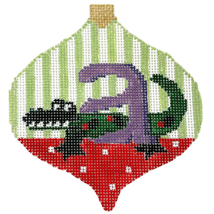 Alphabet Baubles A Alligator Painted Canvas Kathy Schenkel Designs - 1