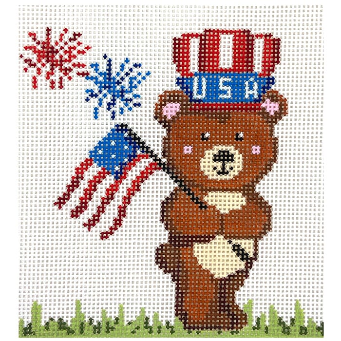 American Bears Painted Canvas Atlantic Blue Canvas - 1