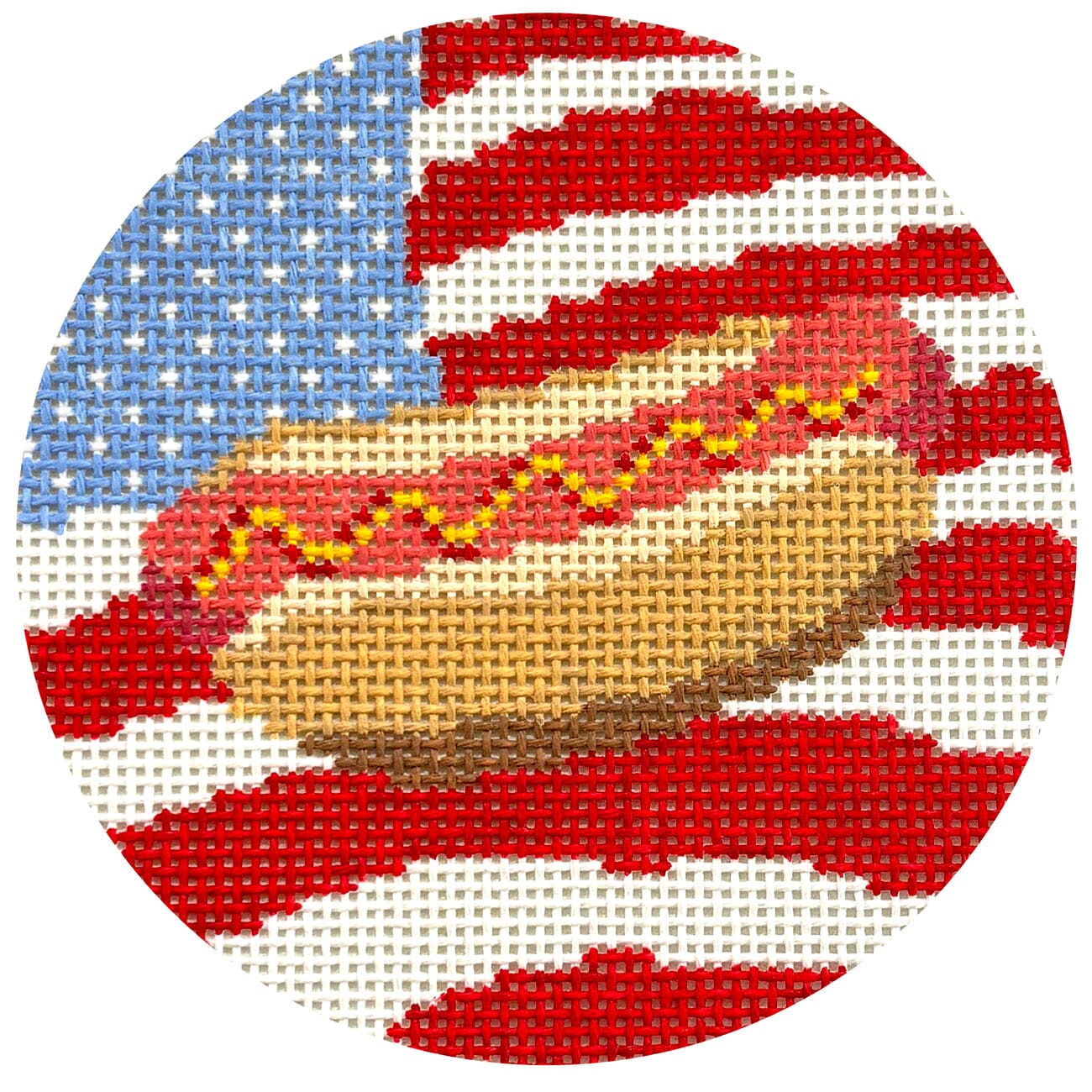 American Flag Hot Dog Round Painted Canvas Morgan Julia Designs - 1