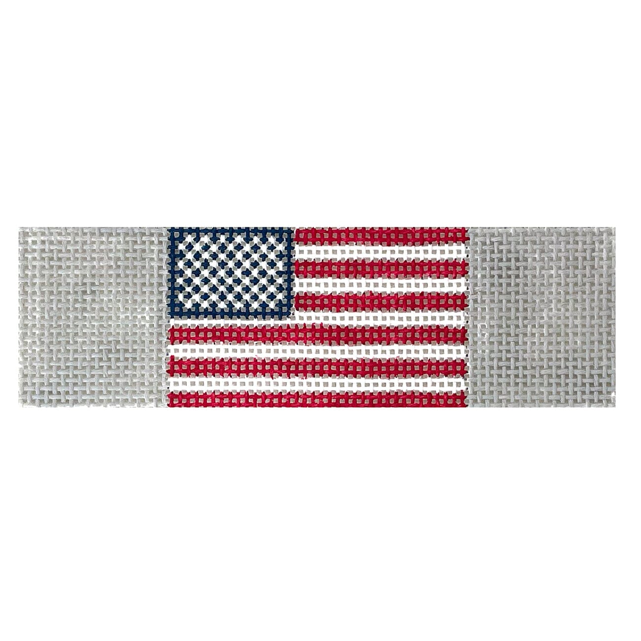 American Flag Keychain Grey Painted Canvas Elm Tree Needlepoint - 1