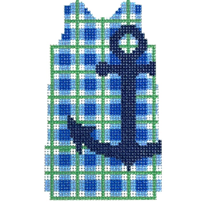Anchor/Plaid Mini Shift Printed Canvas Two Sisters Needlepoint