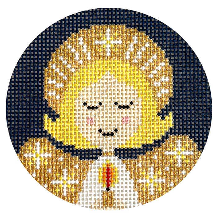 Angel Round Blonde Painted Canvas Love MHB Studio - 1