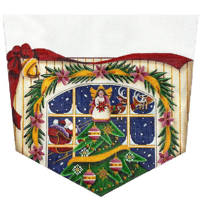 Angel Tree Stocking Cuff on 18 Painted Canvas Rebecca Wood Designs - 1