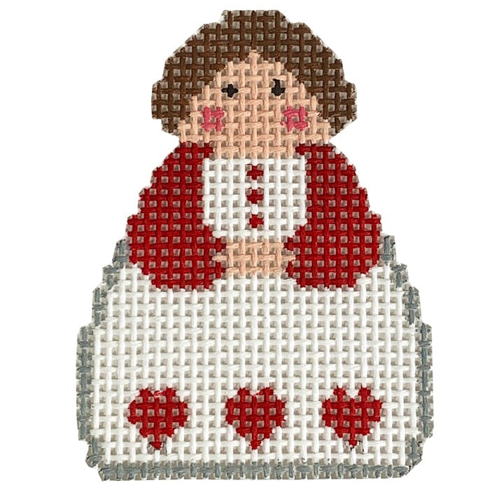 Angel with Red Hearts Ornament Painted Canvas Stitch Its - 1