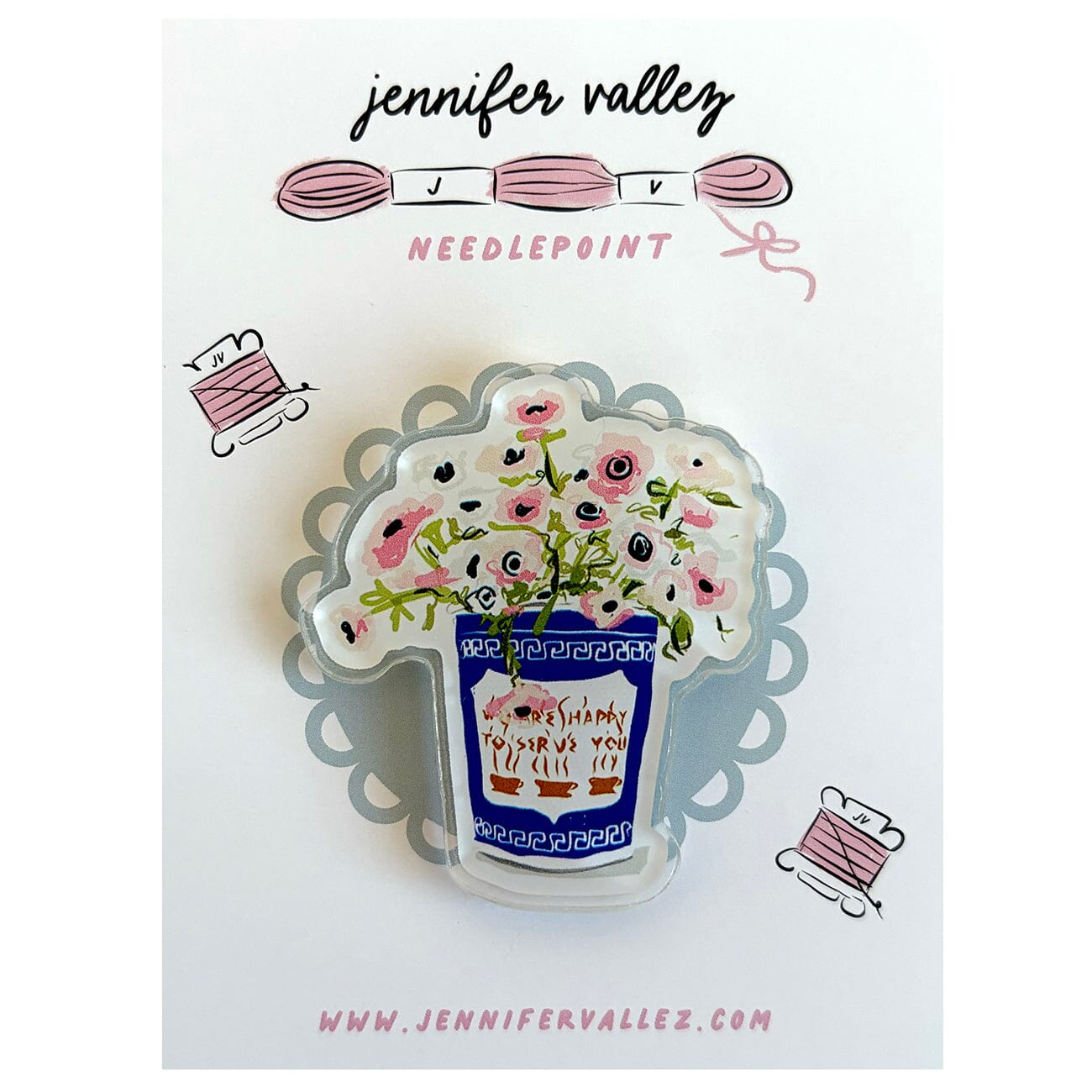 Anthora Spring Acrylic Needle Minder Accessories Jennifer Vallez Needlepoint - 1