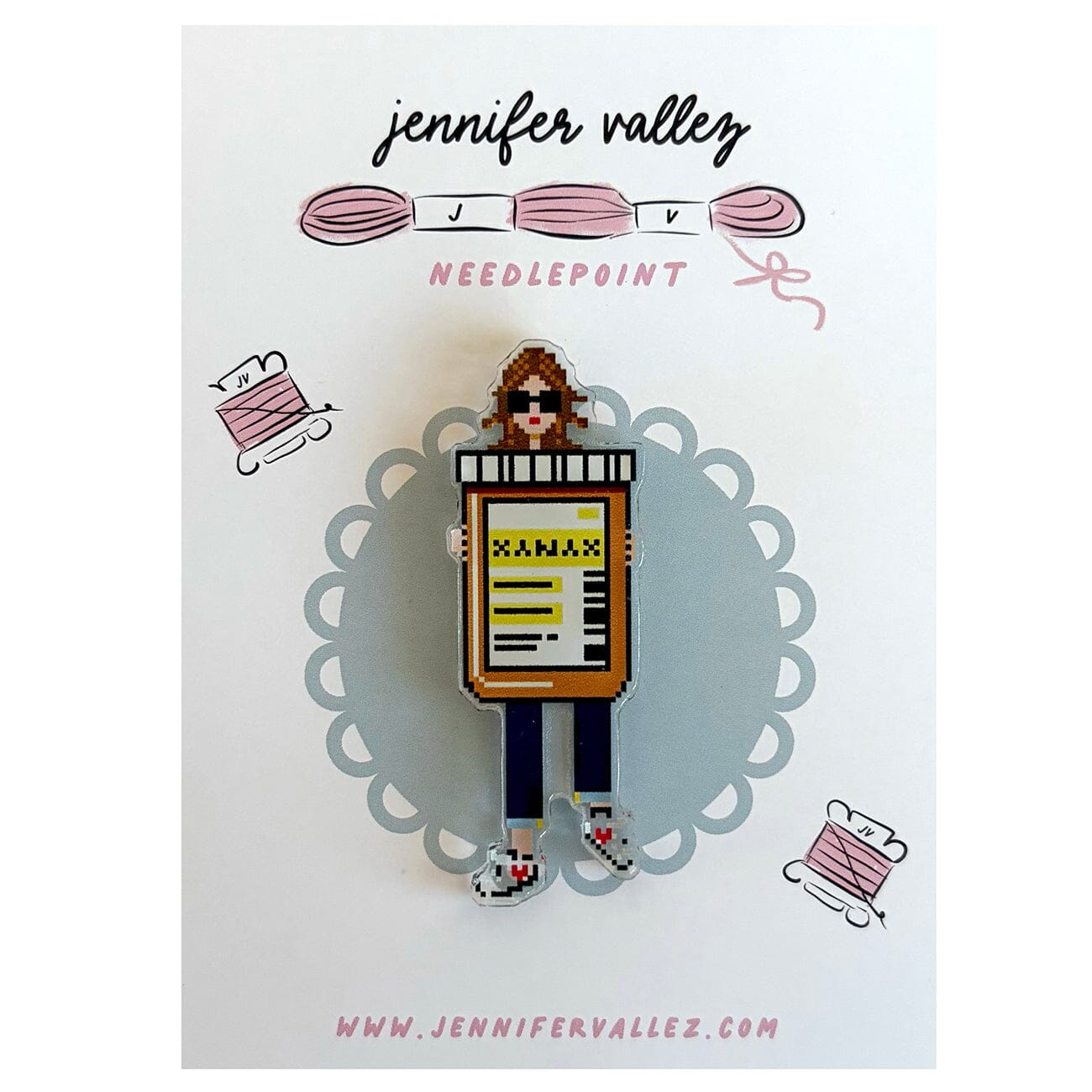 Anxiety Girl Acrylic Needle Minder Accessories Jennifer Vallez Needlepoint - 1