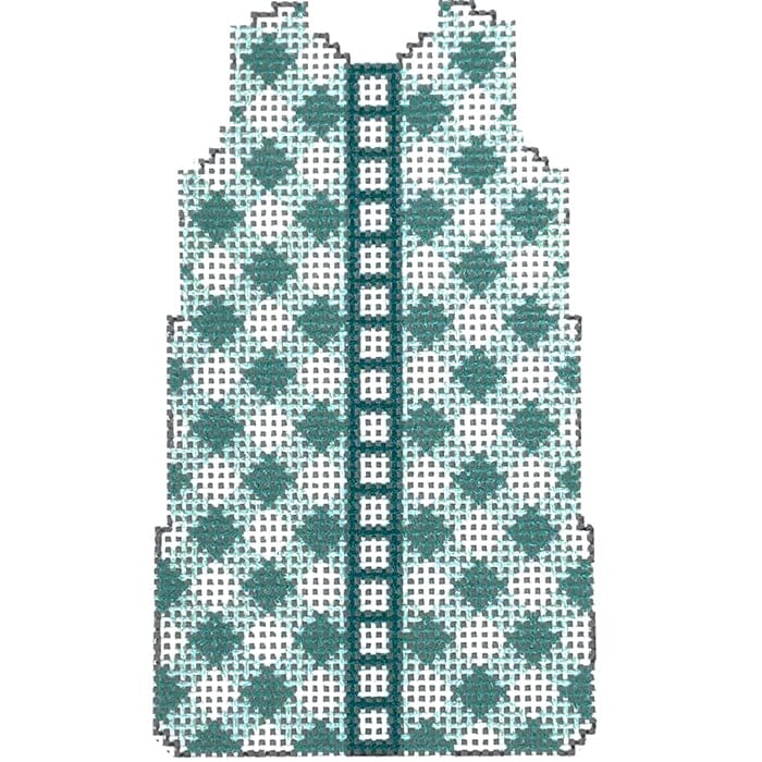 Aqua Gingham Mini Shift Printed Canvas Two Sisters Needlepoint