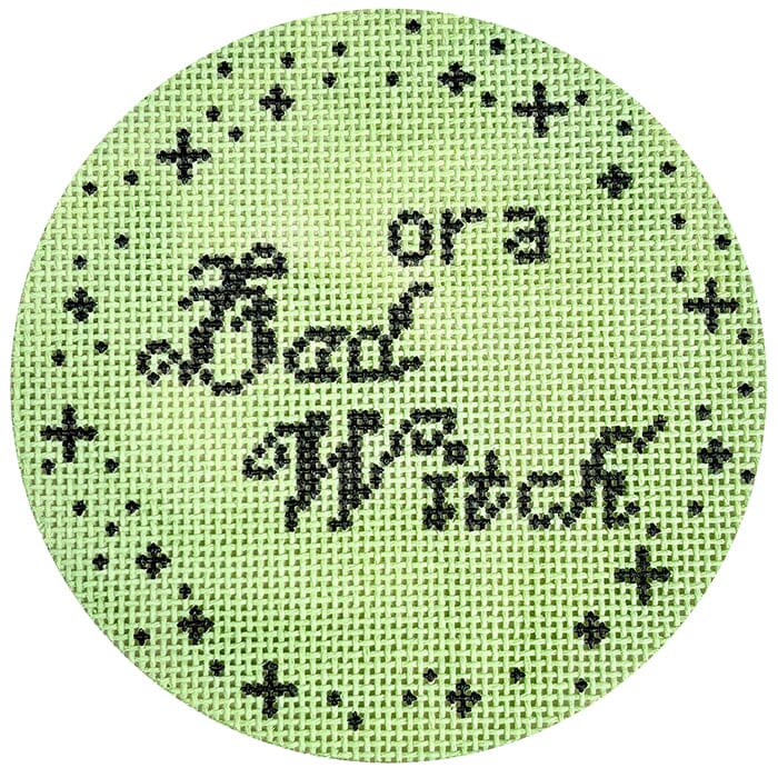 Are You a Bad Witch Round Painted Canvas The Gingham Stitchery - 1