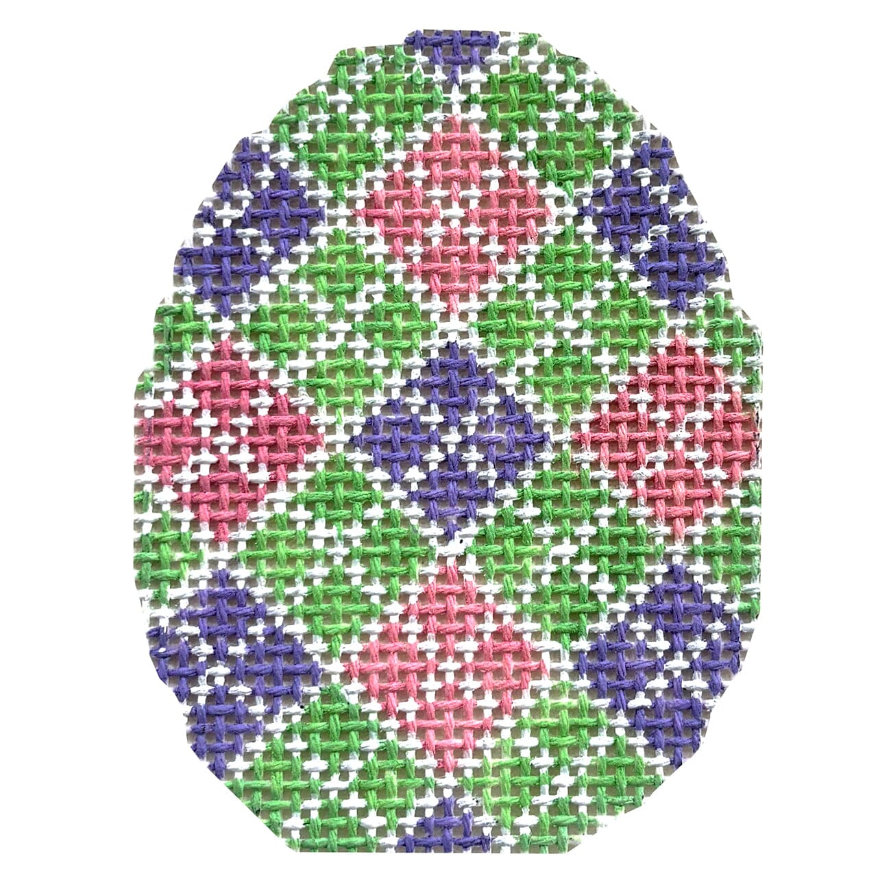 Argyle Pink and Green, Small Egg Painted Canvas Susan Roberts Needlepoint Designs Inc. - 1