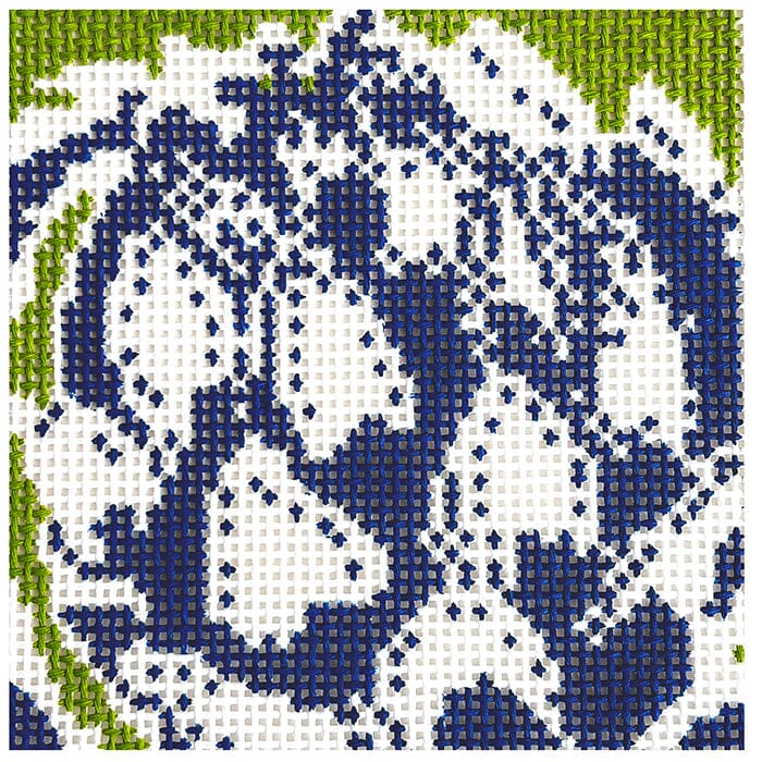 Artichoke Dark Blue 4x4 Painted Canvas Blue Waters Needlepoint - 1