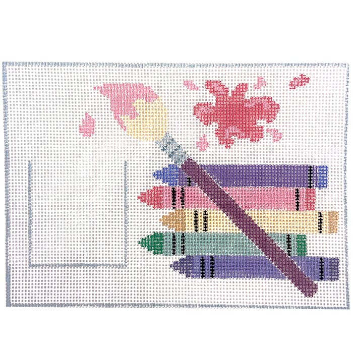 Artist Tooth Fairy Pillow / Pastel Painted Canvas Kathy Schenkel Designs - 1