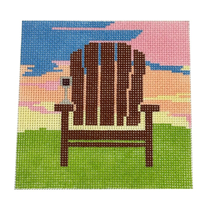 At the Lake 4" Square Painted Canvas Atlantic Blue Canvas - 1