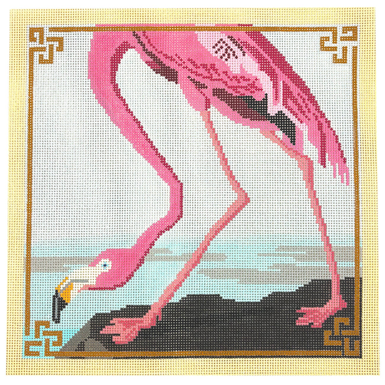 Audubon Flamingo Painted Canvas Blueberry Point Canvas - 1