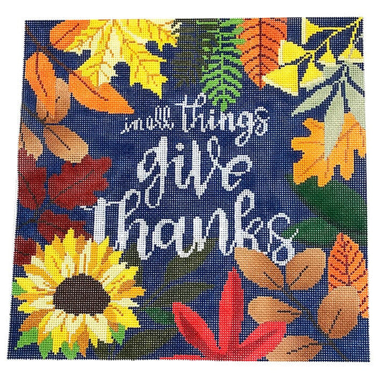 Autumn In All Things Give Thanks Pillow Painted Canvas Laura Love Designs 