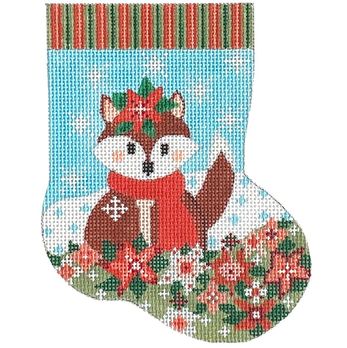Baby Fox Mini Stocking Painted Canvas Danji Designs - 1