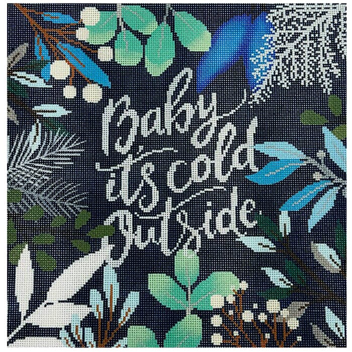 Baby It's Cold Outside Botanical Pillow Painted Canvas Laura Love Designs - 1
